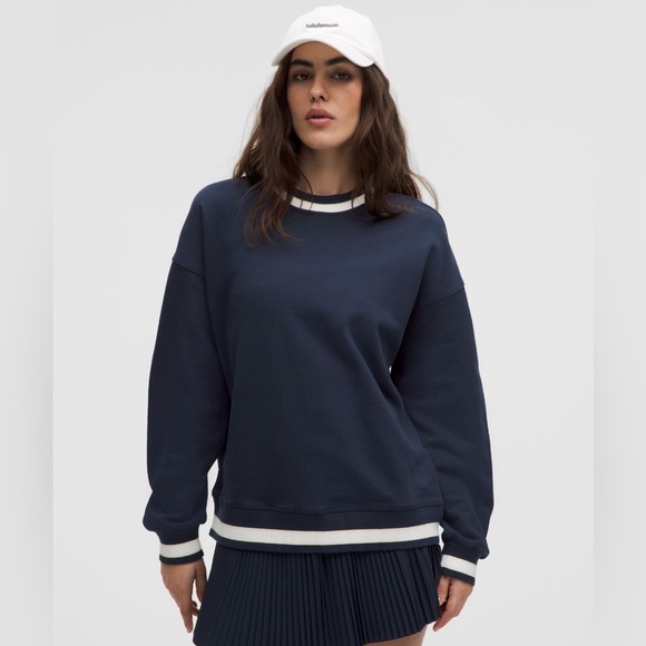 PERFECTLY OVERSIZED RINGER CREW - Club Blue/Light Ivory - Size L - NWT Lululemon - Picture 1 of 10